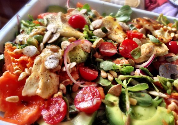 Papaya, Halloumi and Watercress Salad