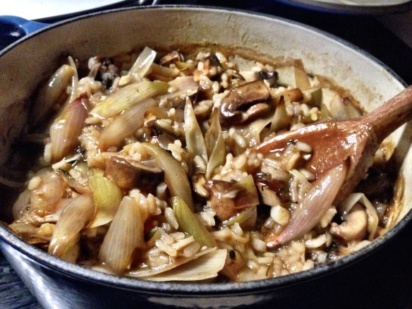 Oven Baked Shallot and Mushroom Risotto - Pan