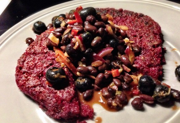 Beetroot Burgers with Blackbean and Blueberry Salsa