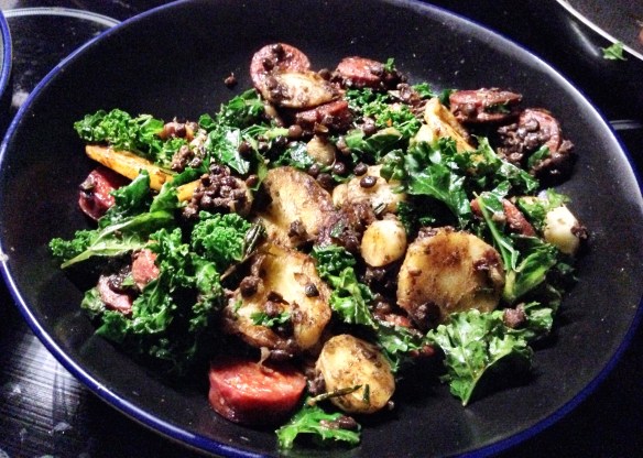 Parsnip, Chorizo, Kale and Lentils